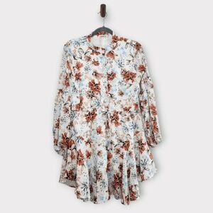 Clarisbelle Floral Chiffon Shirt Dress Size Small Coquette Wedding Guest Dress